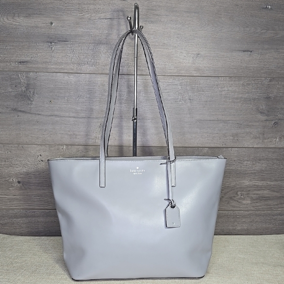 Kate Spade Gray Leather Tote Bag - Picture 1 of 12